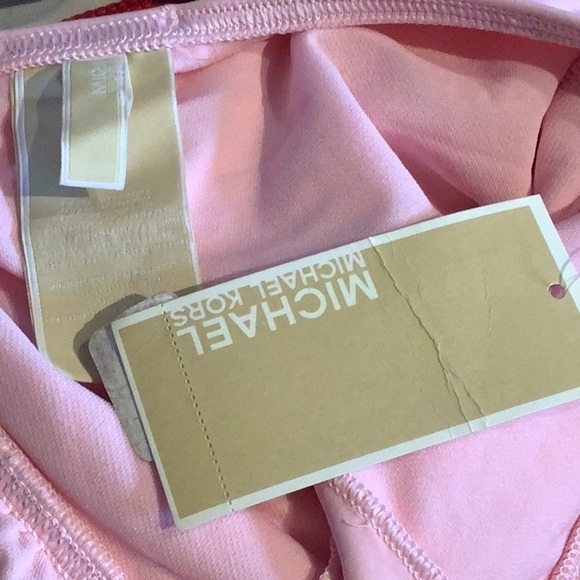 Nwt Michael Kors Deep V-Neck Pink Halter One Piece Swimsuit (SW15) - Picture 8 of 9